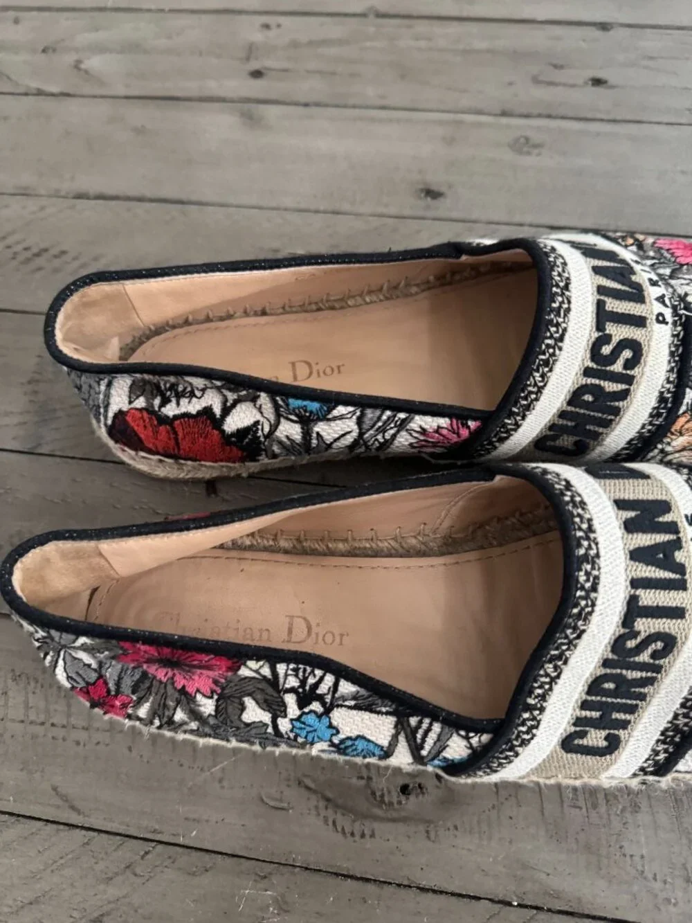 Christian Dior Granville Canvas Jardin d'Hiver Mille Fleurs Espadrille Flats 39